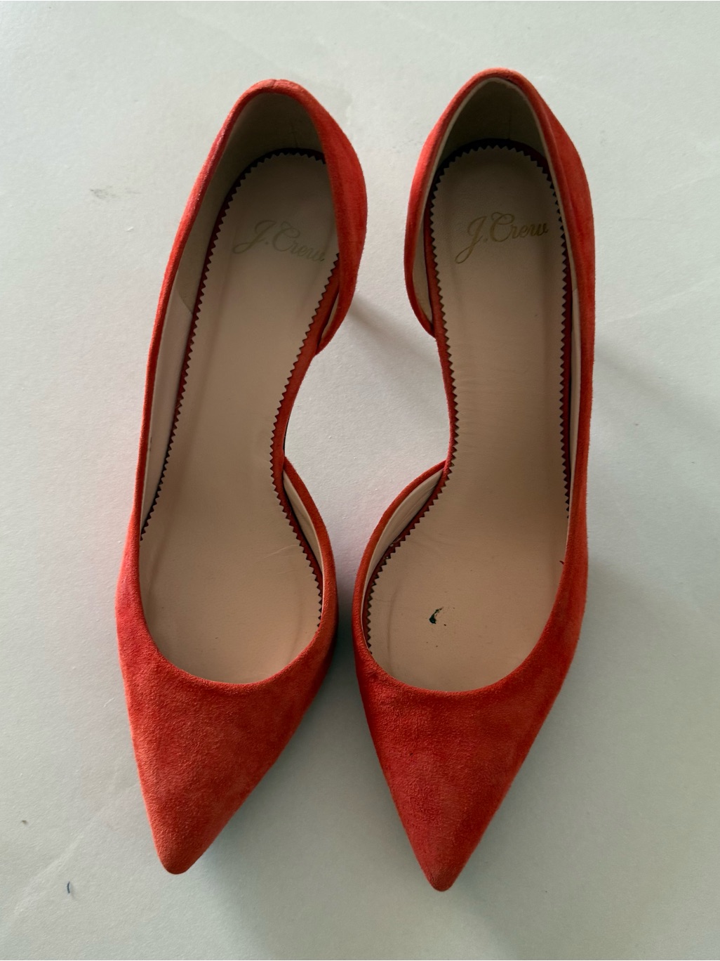 J. Crew Women's Orange Suede Pointed-Toe Flats
